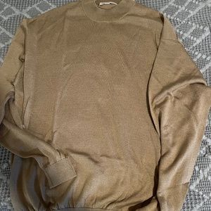 MEN'S ITALIAN MOCK NECK SWEATER, M, CAMEL COLOR